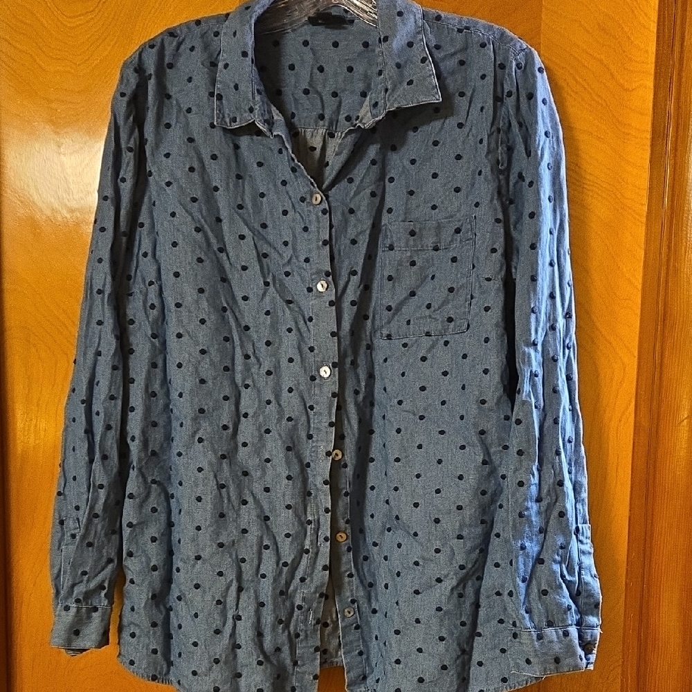 J. Jill Denim Shirt with Embroidered Polka Dots